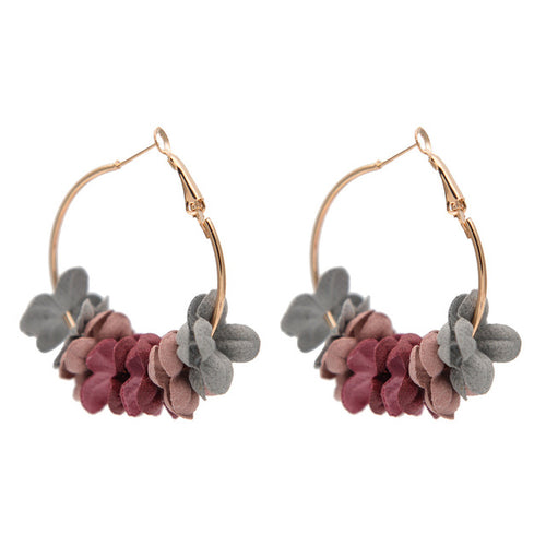 Trendy Girls Fabric Flower Drop Earrings