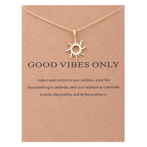 Good Vibes Only Sun Pendant Necklaces