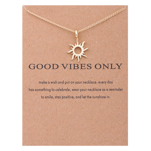 Good Vibes Only Sun Pendant Necklaces