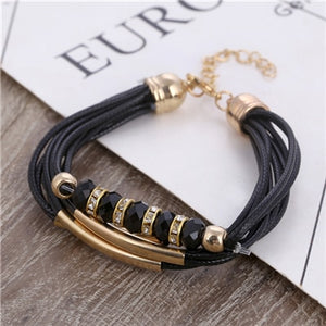 Trendy Girls Luxury Leather Beaded Bracelet