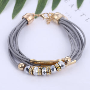 Trendy Girls Luxury Leather Beaded Bracelet