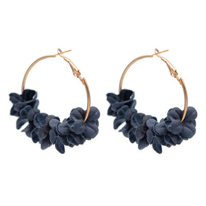 Trendy Girls Fabric Flower Drop Earrings