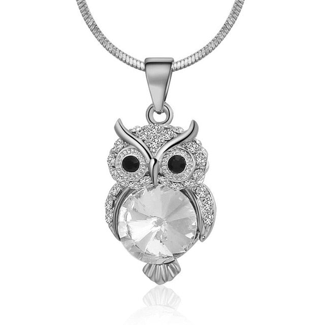 Crystal Owl Pendant Necklace